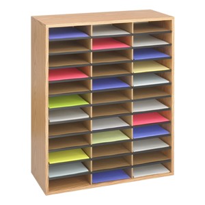 Wood/Corrugated Literature Organizer (36 Compartments)