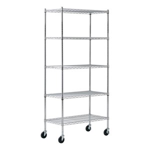 Mobile Chrome Wire Shelving (36" W x 18" D x 72" H) Mobile Chrome Wire Shelving (36" W x 18" D x 72" H)