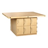 Four-Station Wood Workbench w/ Lockers