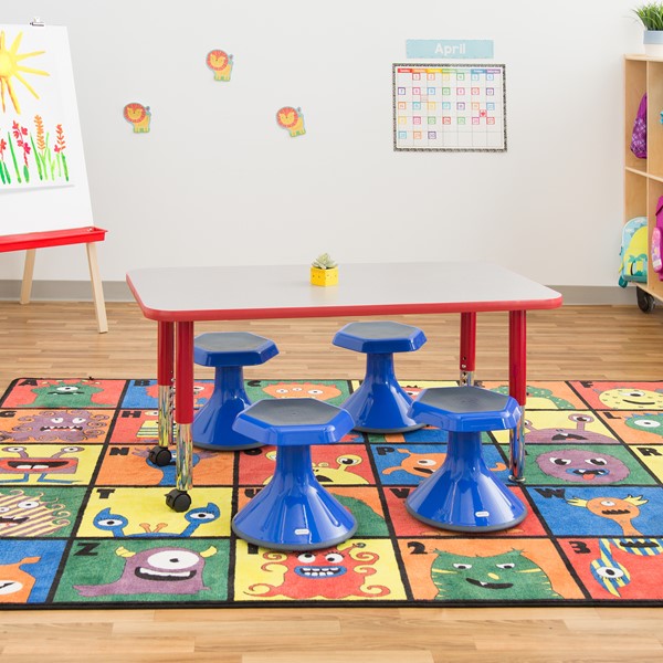 Rectangle Adjustable-Height Mobile Preschool Activity Table