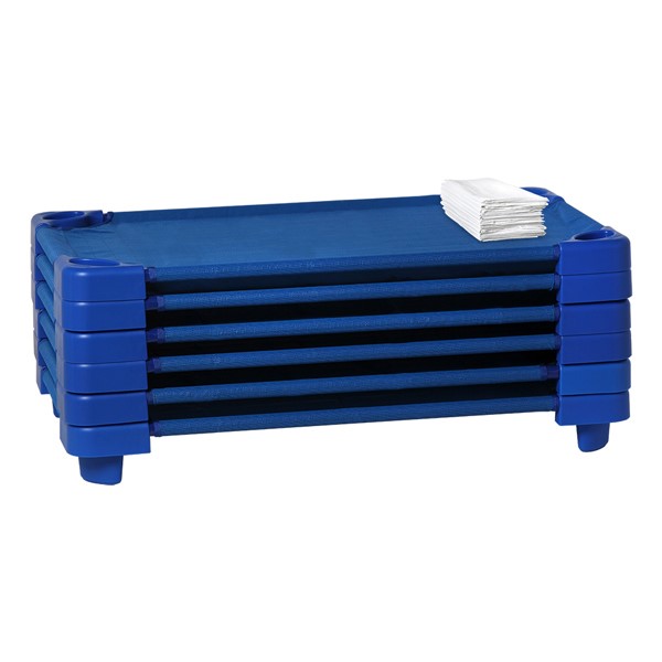 Blue Stackable Daycare Cot w/ Cot Sheet - Standard (52" L)