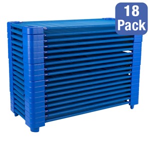 Blue Stackable Daycare Cot - Standard (52" L) - Pack of 18 Cots - Stacked Cots