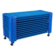 Blue Stackable Daycare Cot - Standard (52" L) w/ Set of Four Casters- Multipack