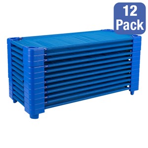 Blue Stackable Daycare Cot - Standard (52" L) - Pack of 12 Cots