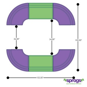 Shapes Vinyl Structured Soft Seating - Double U-Shape 12" H - Grouped Footprint