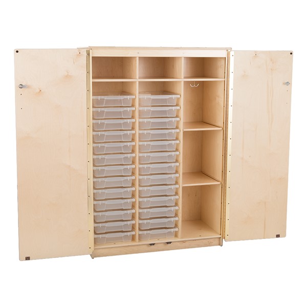 Stationary Tall Cabinet - Assembled w/ 26 Clear Letter Bins