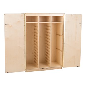 Stationary Tall Cabinet - Assembled w/ 6 Clear Letter Bins & 10 Clear Medium Bins