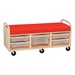 Mobile Cushioned Reading & Storage Bench - Assembled w/ Four Clear Letter Bins & One Clear Medium Bin