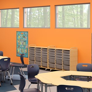 Three-Section Wooden Mobile Storage Unit
