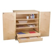 Wooden Storage Cabinet w/ Shelves & Enclosed Drawers
