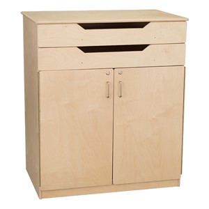Wooden Storage Cabinet w/ Shelves & Exposed Drawers