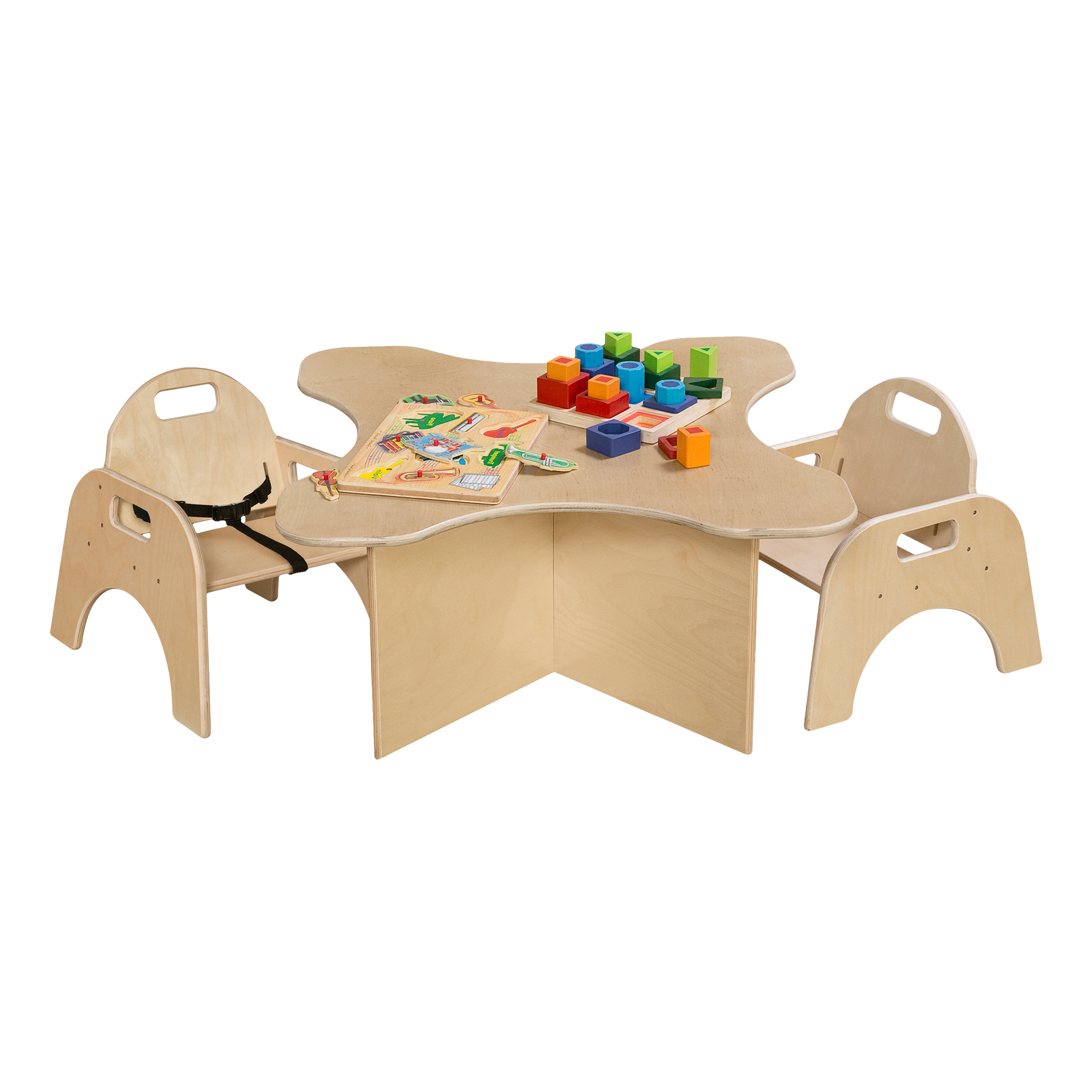 Wooden Children's Chair w/ Belt - Pack of Two