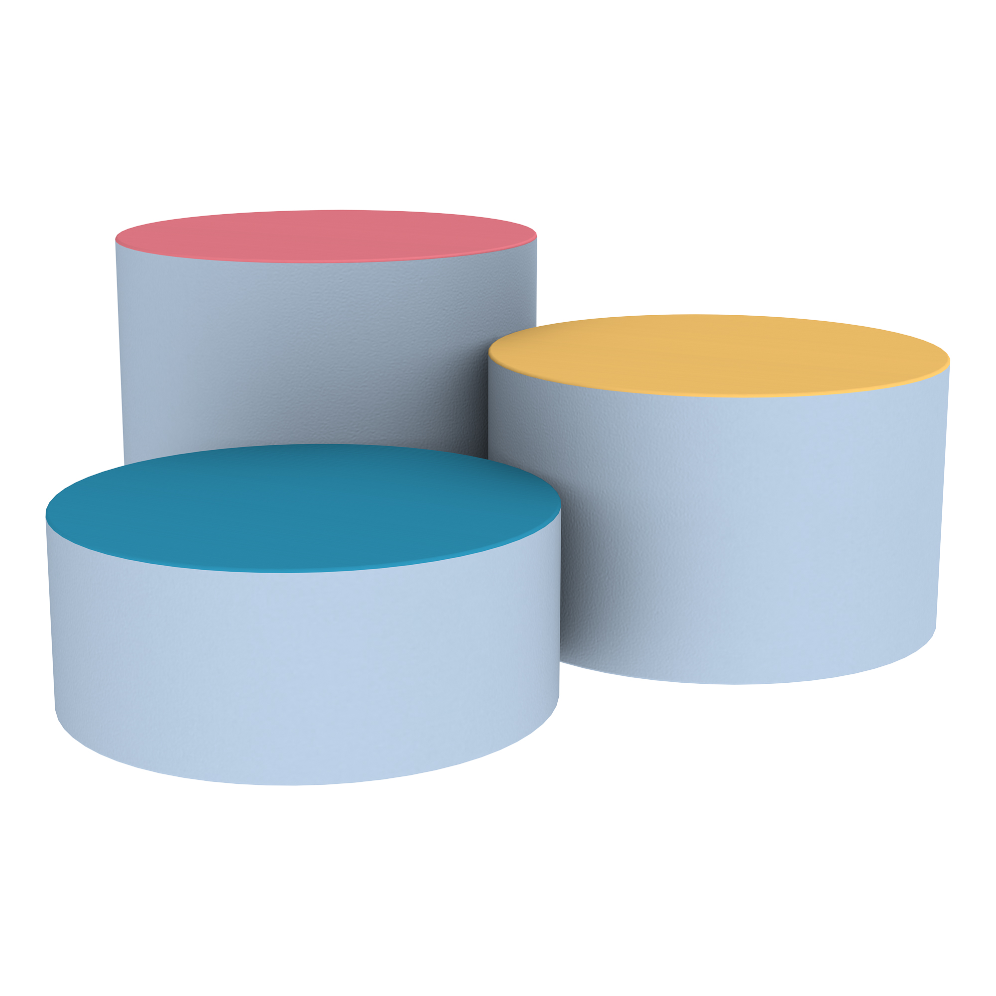 SoftScape 15" Round Ottomans - Coral Reef