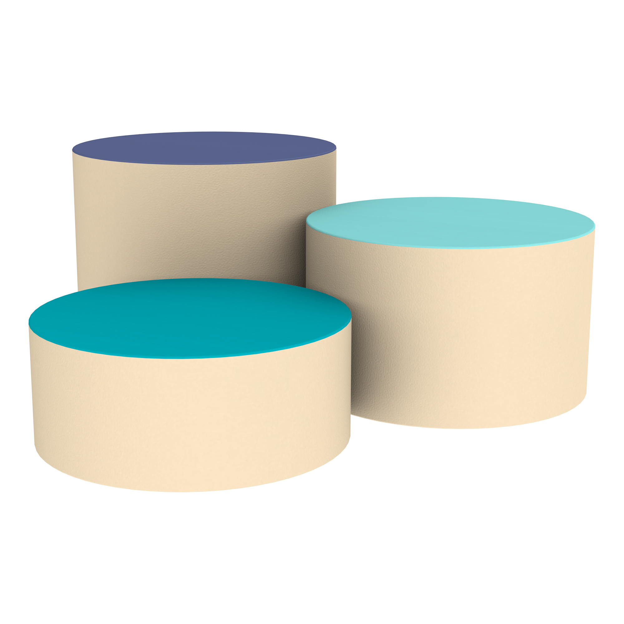 SoftScape 15" Round Ottomans - Waterfront