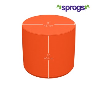 Foam Soft Seating - Circle Ottoman (16" H)  - Dimensions