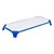 Deluxe Blue Stackable Daycare Cot w/ Easy Lift Corners shown with sheet
