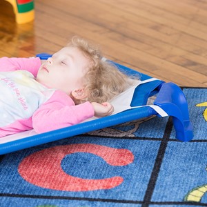Deluxe Blue Stackable Daycare Cot w/ Easy Lift Corners