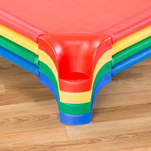 Deluxe Assorted Stackable Daycare Cot w/ Easy Lift Corners - Standard (52" L) - Pack of Cots - Corners - Stacked