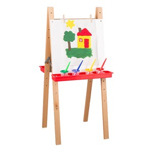 Two-Sided Wooden Adjustable Easel w/ Markerboard