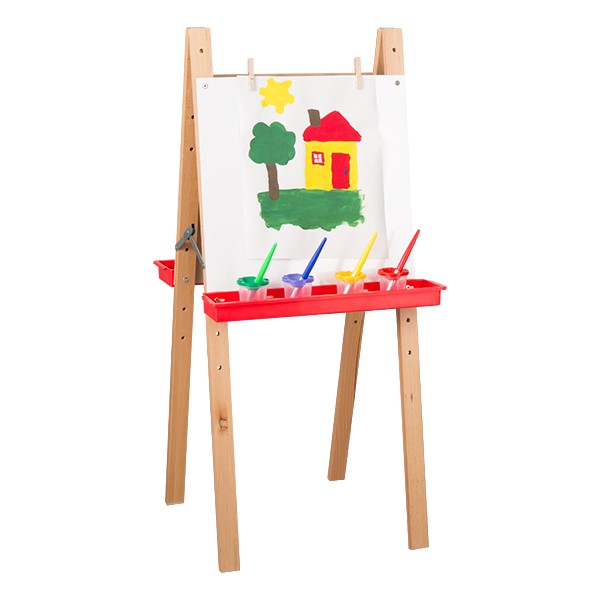 Two-Sided Wooden Adjustable Easel w/ Markerboard