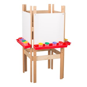 Four-Sided Wooden Adjustable Easel w/ Markerboard