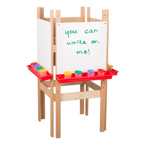 Four-Sided Wooden Adjustable Easel w/ Markerboard