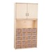 20-Tray Wooden Storage Unit w/ Cabinet & Clear Bins - Unassembled
