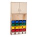 20-Tray Wooden Storage Unit w/ Cabinet & Assorted Color Bins - Assembled