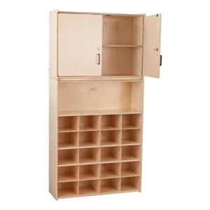 20-Tray Wooden Storage Unit w/ Cabinet