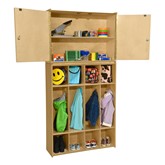 Wooden Storage Cabinet w/ Four-Section Locker Units