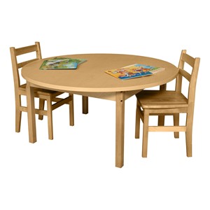 Round High-Pressure Laminate Table w/ Hardwood Legs