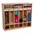 Maple Six Section Classroom Locker w/ Nameplates with shoes, jackets, etc. stored in it