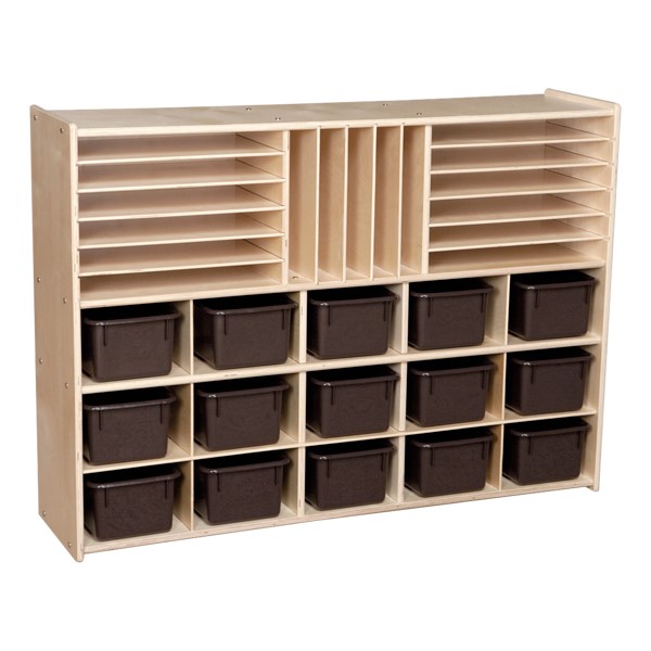 15-Tray Multi-Use Wooden Storage Unit - Unassembled & w/ Chocolate Trays