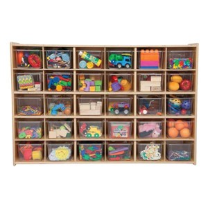 30-Tray Wooden Storage Unit - Assembled & w/ Clear Trays - Accessories not included