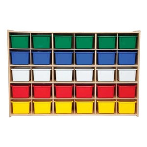30-Tray Wooden Storage Unit - Unassembled & w/ Colorful Trays