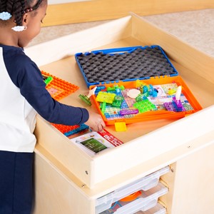 Large Preschool STEM Bin Cart w/ Tabletop & Lip