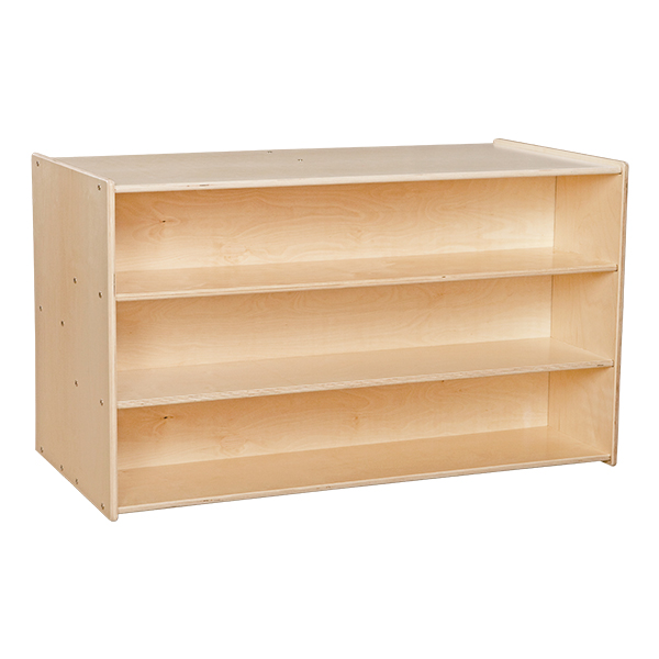 12-Tray Double Wooden Mobile Storage Unit w/ Chocolate Trays – Back
