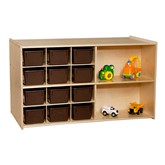 12-Tray Double Wooden Mobile Storage Unit