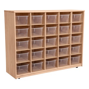 Maple 25-Tray Cubby Storage Unit w/ Clear Trays