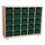 Maple 25-Tray Cubby Storage Unit w/ Green Trays