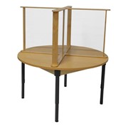 High Pressure Laminate Round Table w/ Sneeze Guard & Adjustable Legs