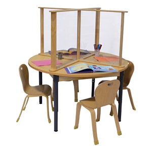HPL Round Table w/ Sneeze Guard & Adjustable Legs