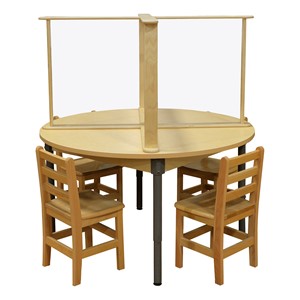 HPL Round Table w/ Sneeze Guard & Adjustable Legs