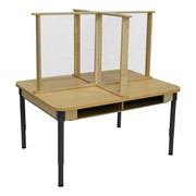 High Pressure Laminate Rectangle Table w/ Sneeze Guard & Adjustable Legs