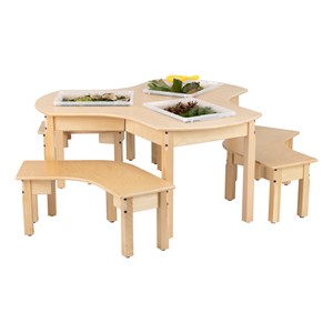 Preschool Work Around Table with Bins