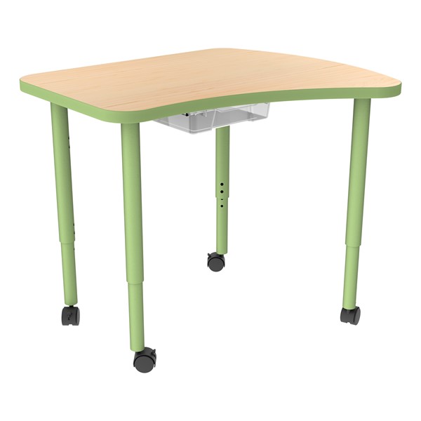 Accent Series Amoeba Collaborative Table w/ Laminate Top & Bin - Maple w/ Green Apple