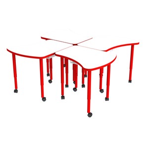 Accent Series Amoeba Collaborative Whiteboard Table w/ Storage Bin (Set of Four)