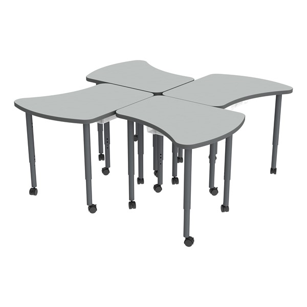 Accent Series Amoeba Collaborative Table w/ Laminate Top & Bins - North Sea w/ Graphite