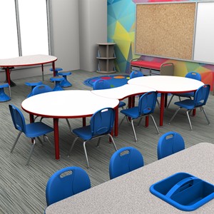 Shapes Accent Series Crescent Collaborative Table w/ Whiteboard Tops