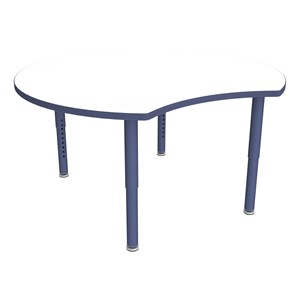 Shapes Accent Series Crescent Collaborative Table w/ Whiteboard Top & Glides - Navy